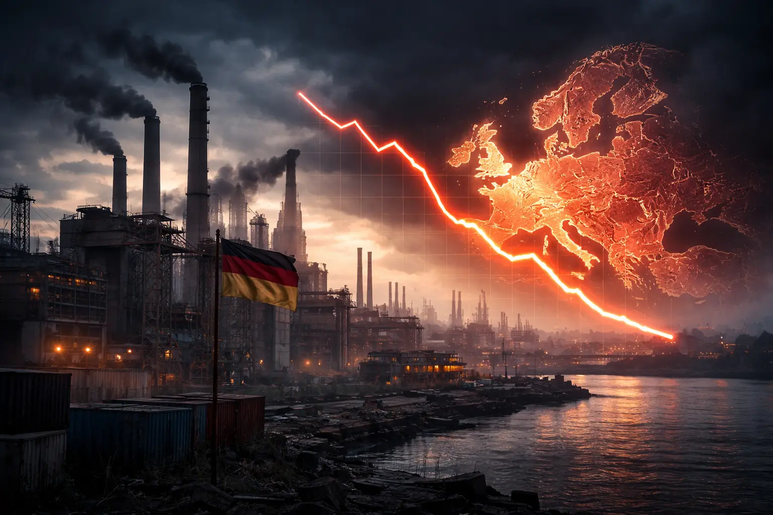 Tysk industri sjunker och drar ner Europa