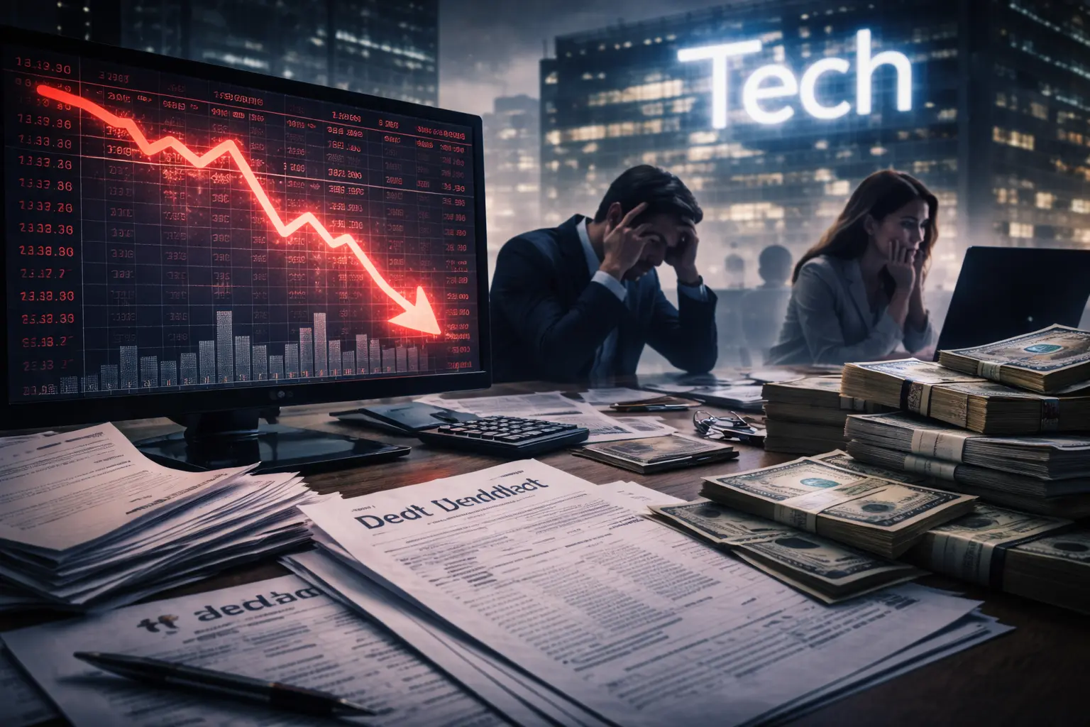 Techjättens skulder exploderar när aktien faller mot historiskt ras