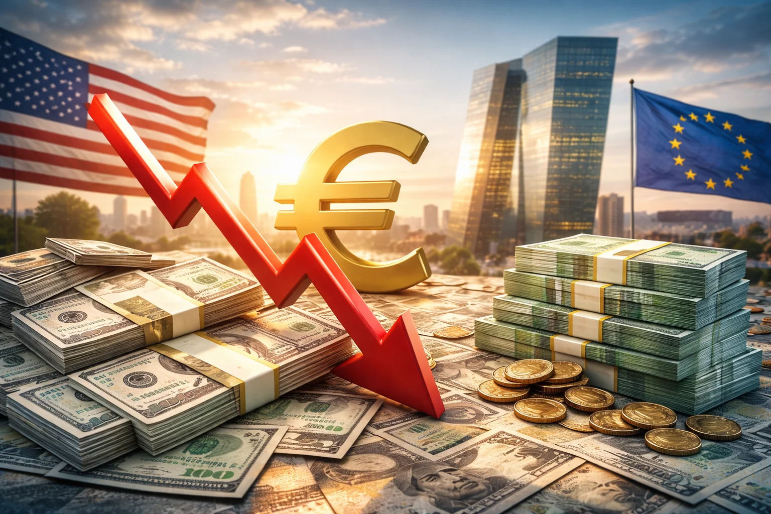 Dollarn bara sjunker – vinst eller förlust för Europa?