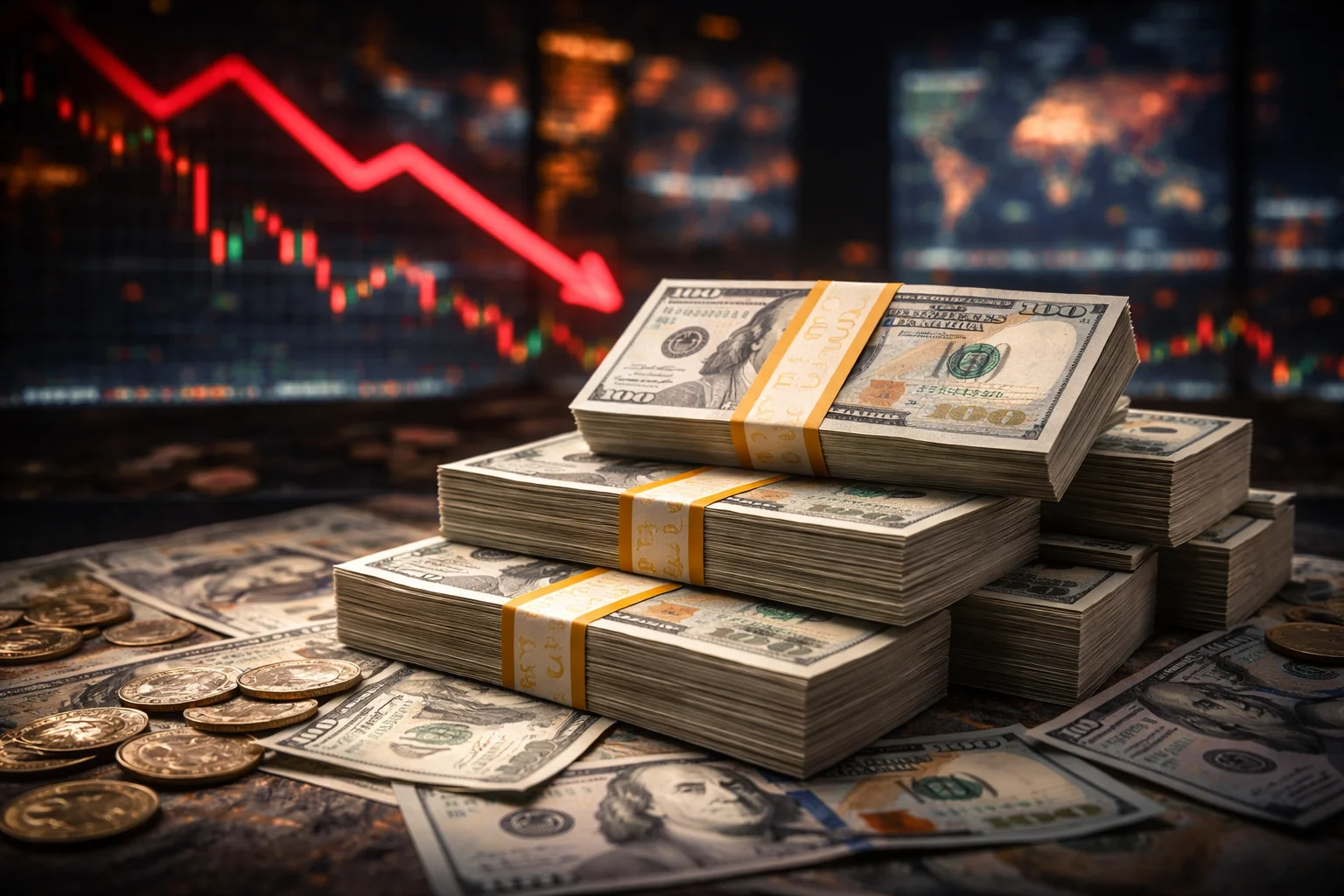 Dollarn stärks när marknaden faller