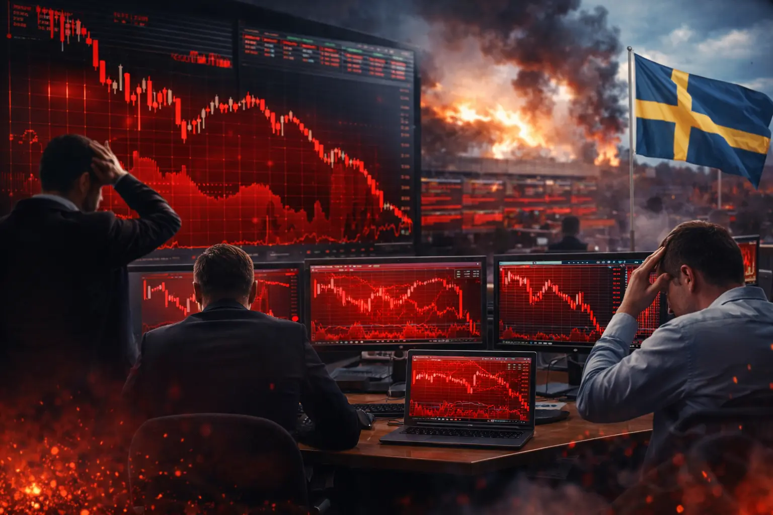 Blodrött på Stockholmsbörsen när kriget eskalerar
