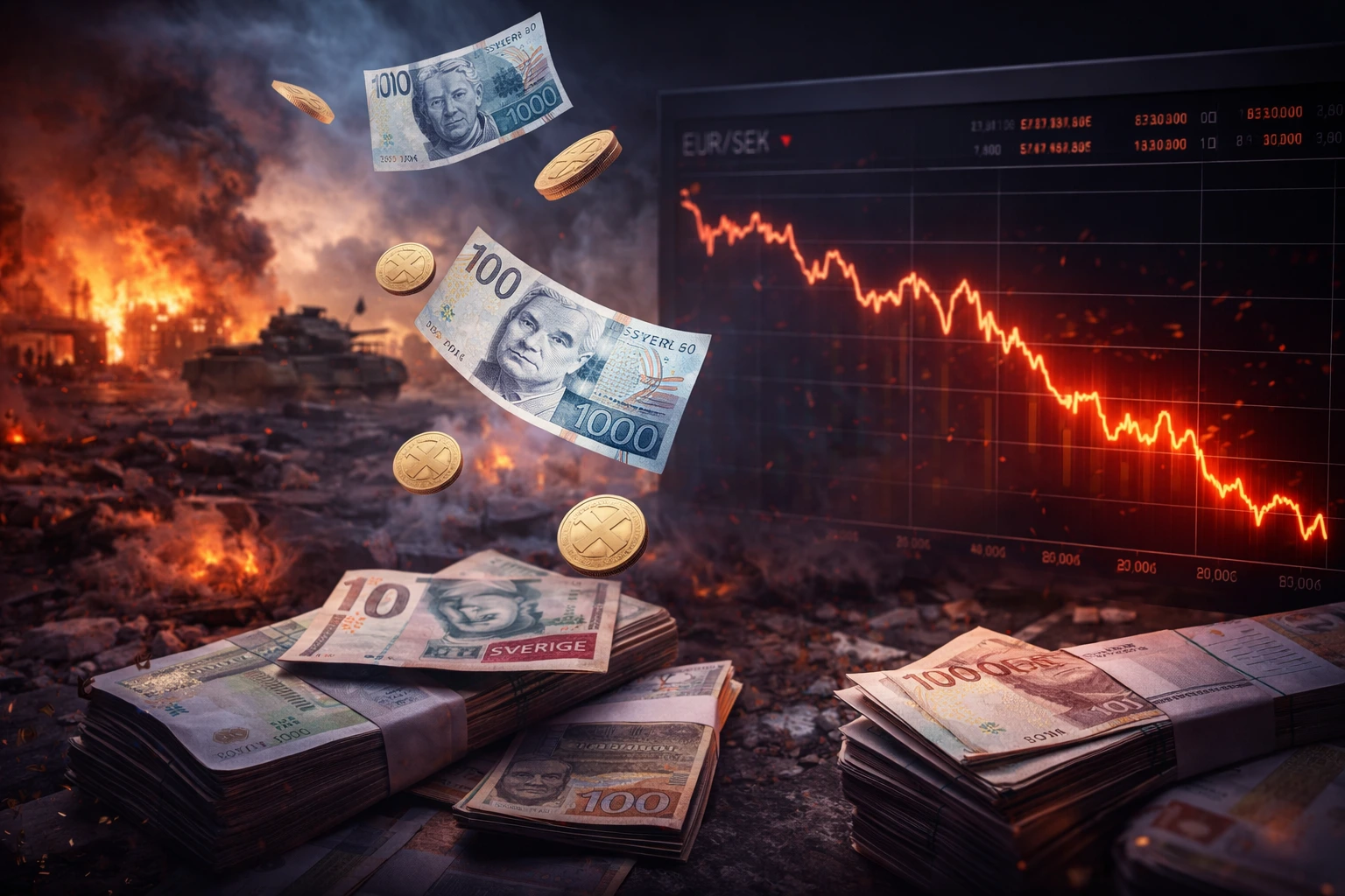 Svenska kronan pressas när kriget ökar osäkerheten